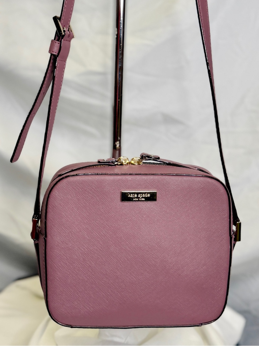 KATE SPADE Crossgrain Mauve Purple Pink Newbury Lane Cammie Crossbody Bag